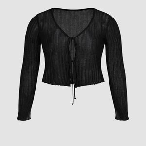 Cropped knit plus sweater